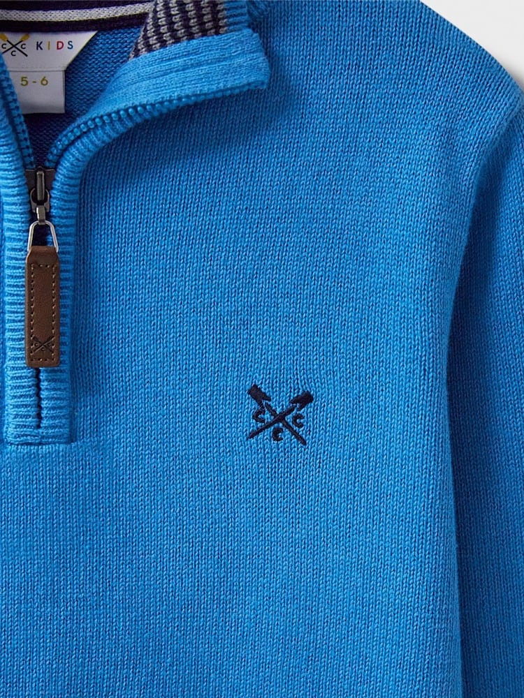 Crew Clothing Blue 100% Cotton Half Zip Jumper - Image 3 of 3