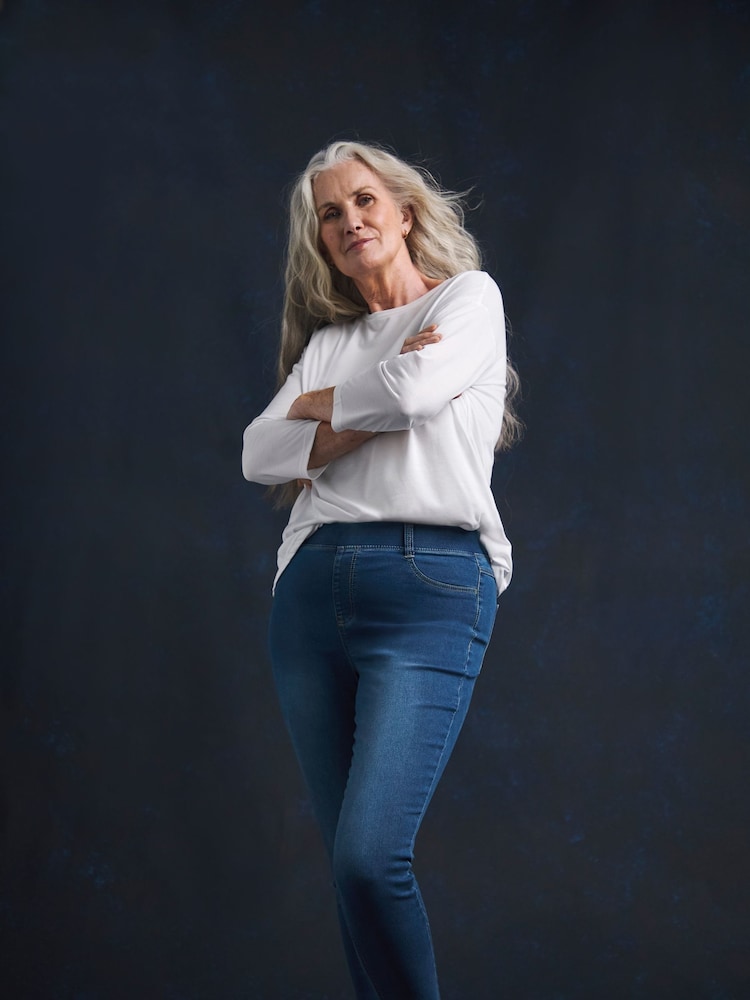 JD Williams Mid Blue Skinny Stretch Jeggings - Image 1 of 4