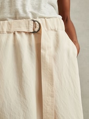 Reiss Cream Kori Belted Parachute Midi Skirt - Image 4 of 6