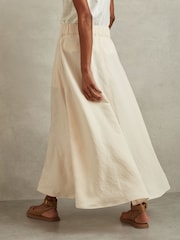 Reiss Cream Kori Belted Parachute Midi Skirt - Image 5 of 6