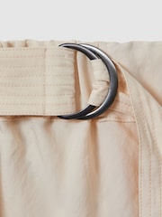 Reiss Cream Kori Belted Parachute Midi Skirt - Image 6 of 6