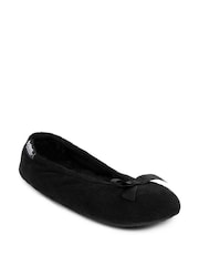 Totes Black Isotoner Terry Ballet Slippers With Bow - Image 2 of 5