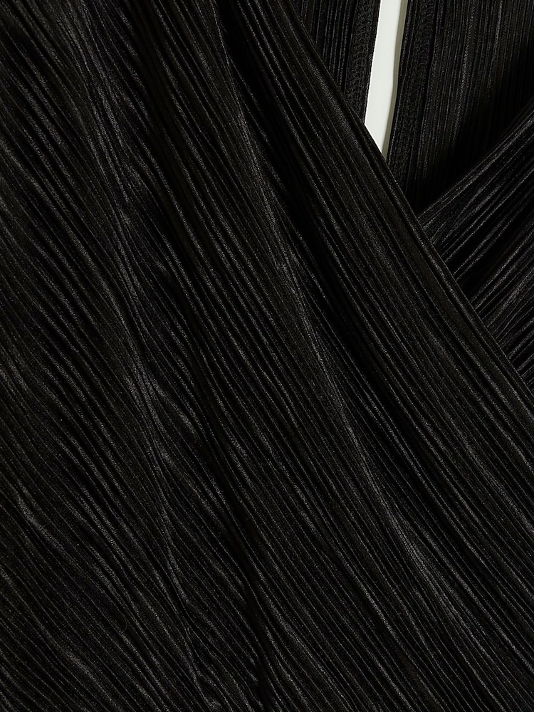 River Island Black Angel Sleeve Plisse Jumpsuit - Image 6 of 6