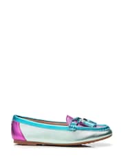 Modra/roza - Moda in Pelle Famina Square Toe pentlja Tassel Trim Leather mokasini - Slika 1 iz 4