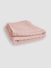 JoJo Maman Bébé Soft Pink Cable Knit Sherpa Fleece Blanket - Изображение 3 из 6