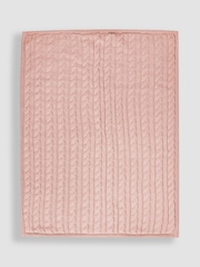 JoJo Maman Bébé Soft Pink Cable Knit Sherpa Fleece Blanket - Изображение 4 из 6