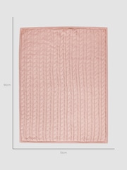 JoJo Maman Bébé Soft Pink Cable Knit Sherpa Fleece Blanket - Изображение 5 из 6