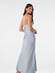 Forever New Aqua Blue Mia Boat Neck Satin Maxi Dress - Image 4 of 4