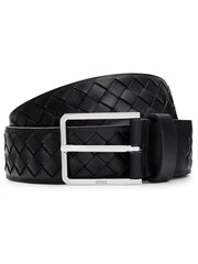 BOSS Black Woven Leather Belt - Image 1 of 5