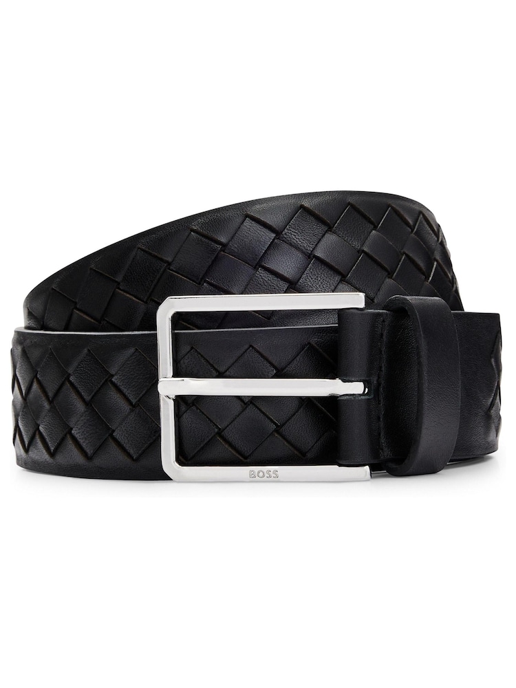 BOSS Black Woven Leather Belt - Image 1 of 5