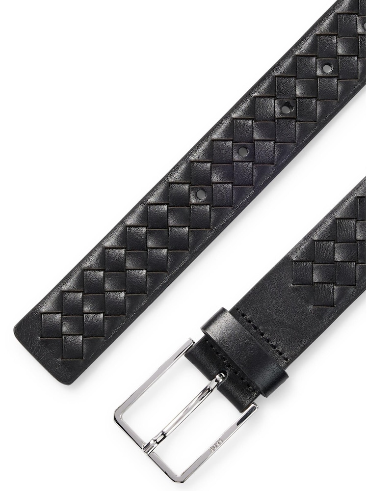 BOSS Black Woven Leather Belt - Image 2 of 5