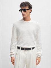 BOSS Black Woven Leather Belt - Image 4 of 5