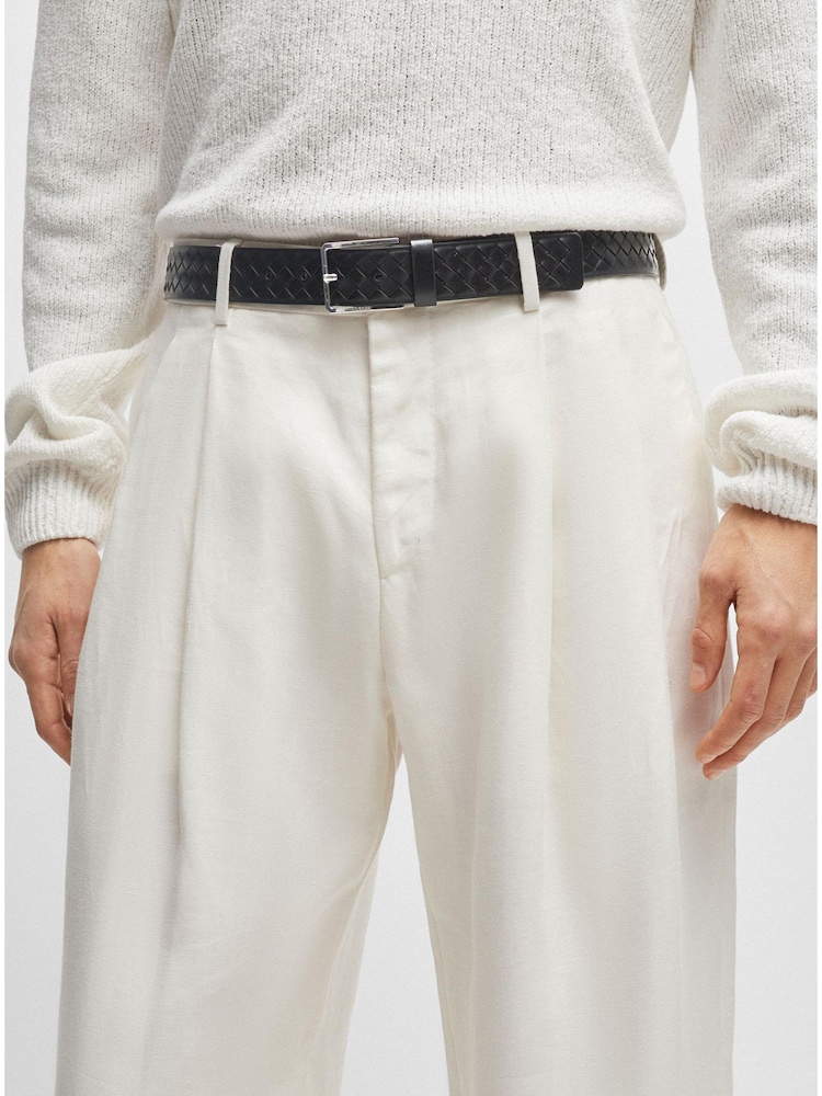 BOSS Black Woven Leather Belt - Image 5 of 5