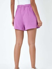 Dusk Purple 100% Cotton Tie Detail Shorts - Image 3 of 5