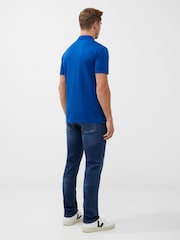 French Connection Blue Short Sleeve Pique Zip 100% Cotton Polo Shirt - Image 2 of 3