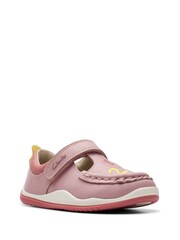 Clarks Pink Standard Fit (F) Lea Noodle Shine T. Shoes - Image 2 of 4