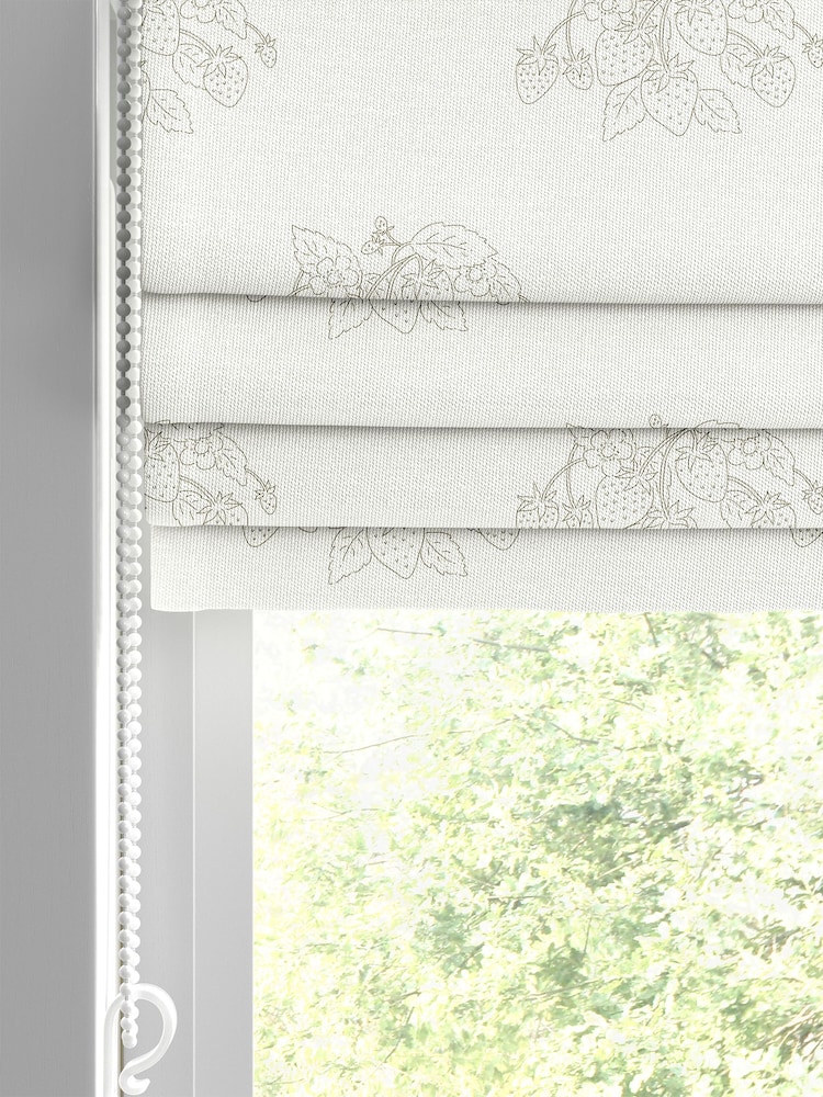 Sophie Allport Sage Green Vector Strawberry Made to Measure 100% Cotton Roman Blinds - Image 2 of 5