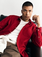 Red Long Sleeve Regular Fit Oxford Shirt - Image 1 of 11