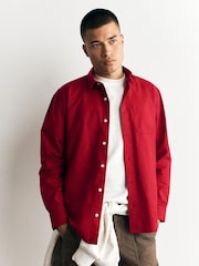 Red Long Sleeve Regular Fit Oxford Shirt - Image 2 of 11