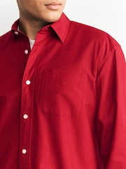 Red Long Sleeve Regular Fit Oxford Shirt - Image 7 of 11