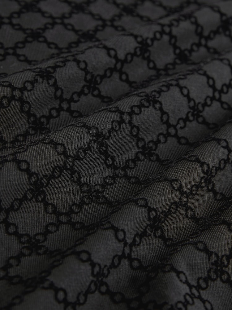 Black Flocked Quarter Zip 100% Cotton Polo Shirt - Image 8 of 8