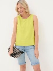 FatFace Aditi Green Linen Blend Top - Image 1 of 4