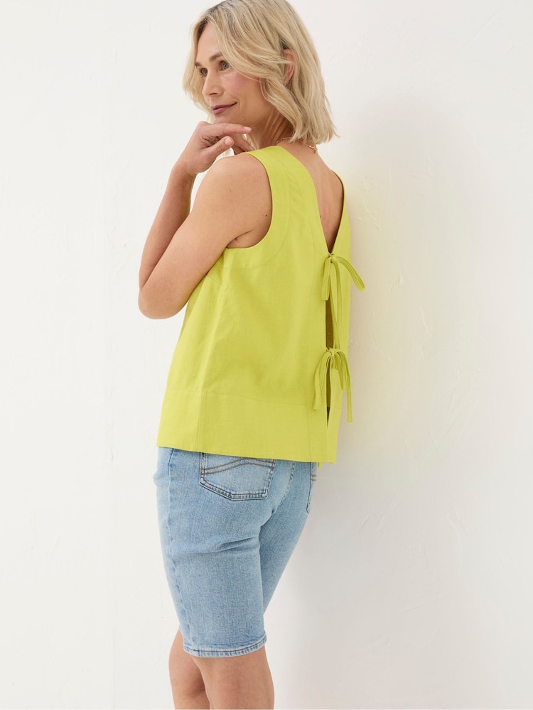 FatFace Aditi Green Linen Blend Top - Image 2 of 4 FatFace Aditi Green Linen Blend Top - Image 2 of 4