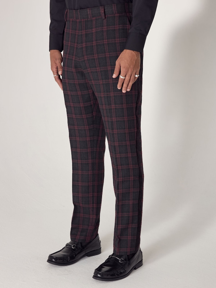 Black/Red Edit Metallic Check Trousers - Image 1 of 5