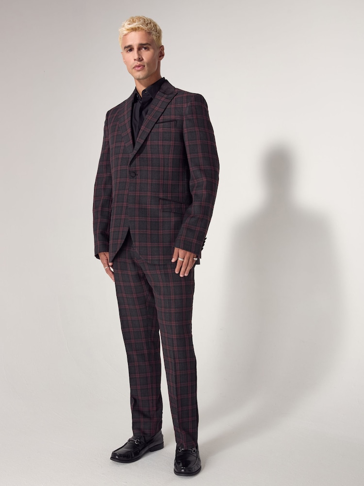 Black/Red Edit Metallic Check Trousers - Image 2 of 5 Black/Red Edit Metallic Check Trousers - Image 2 of 5
