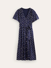 Boden Blue Kimono Wrap Jersey Midi Dress - Image 5 of 5