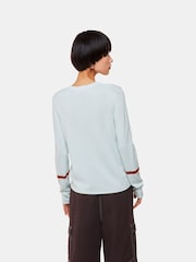 Whistles Blue Stripe Sleeve Detail Crew Jumper - Image 2 of 5