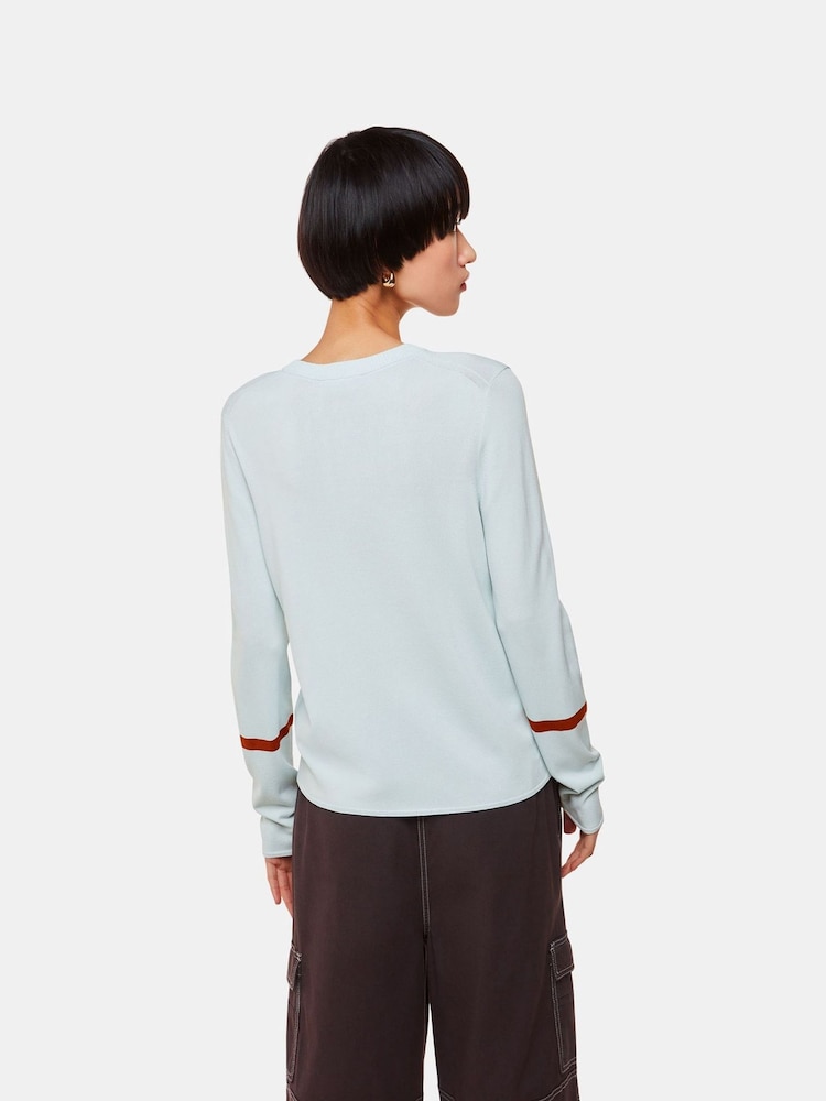 Whistles Blue Stripe Sleeve Detail Crew Jumper - Image 2 of 5