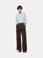 Whistles Blue Stripe Sleeve Detail Crew Jumper - Image 3 of 5