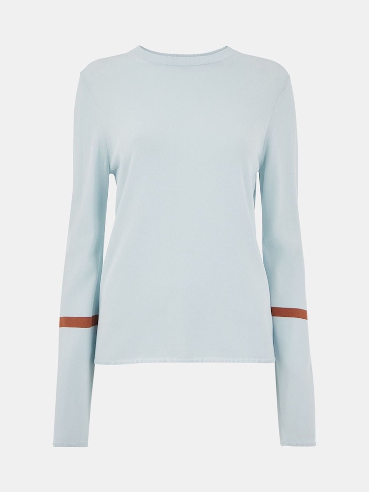 Whistles Blue Stripe Sleeve Detail Crew Jumper - Image 5 of 5