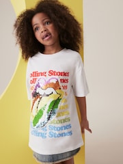 Ecru White Oversized Rolling Stones 100% Cotton T-Shirt (3-16yrs) - Image 1 of 6