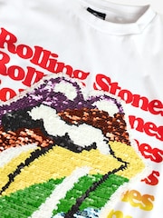 Ecru White Oversized Rolling Stones 100% Cotton T-Shirt (3-16yrs) - Image 6 of 6