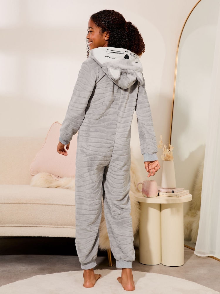 Lipsy Grey Soft Touch Cat All-In-One (3-16yrs) - Image 2 of 4