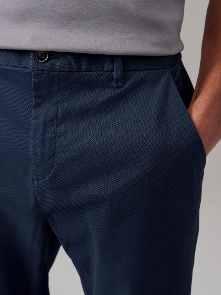 Navy/Charcoal Grey Slim Fit Stretch Printed Soft Touch Chino Trousers - Image 12 of 12 Navy/Charcoal Grey Slim Fit Stretch Printed Soft Touch Chino Trousers - Image 12 of 12
