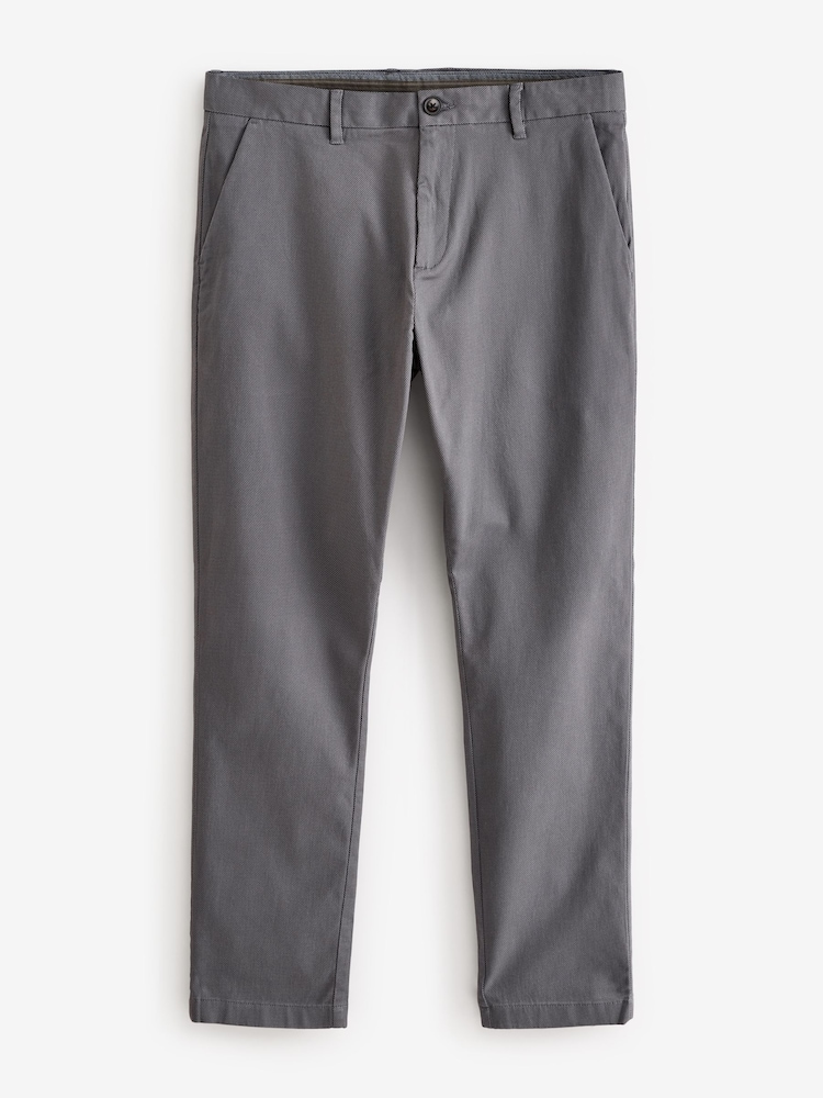 Navy/Charcoal Grey Slim Fit Stretch Printed Soft Touch Chino Trousers - Image 2 of 12 Navy/Charcoal Grey Slim Fit Stretch Printed Soft Touch Chino Trousers - Image 2 of 12