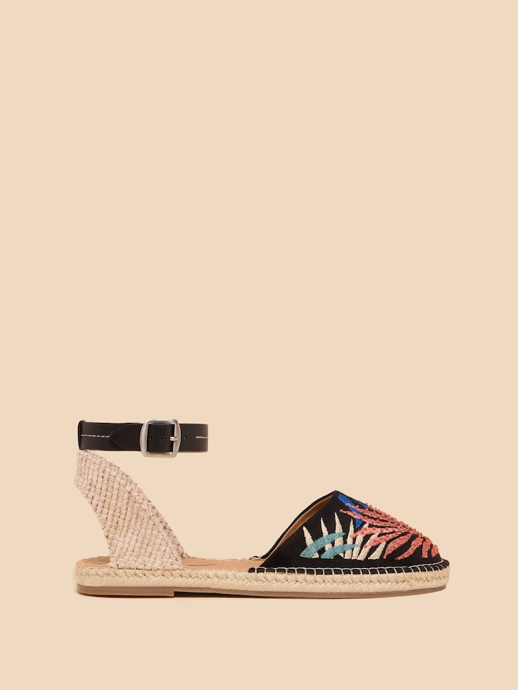 White Stuff Black Honeysuckle Leaf Espadrilles - Image 1 of 4
