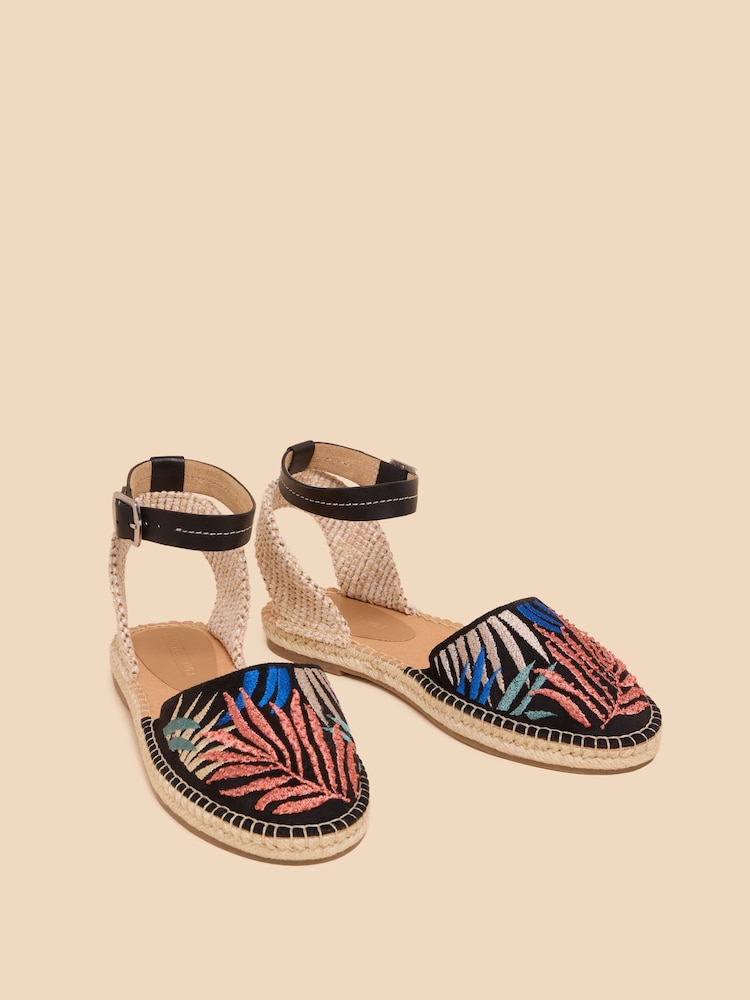 White Stuff Black Honeysuckle Leaf Espadrilles - Image 2 of 4 White Stuff Black Honeysuckle Leaf Espadrilles - Image 2 of 4