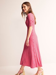 Boden Red Rebecca Jersey Midi Tea Dress - Image 2 of 6