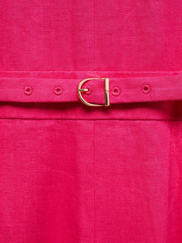Mango Pink Linen Jumpsuit With Belt - Image 7 of 7 Mango Pink Linen Jumpsuit With Belt - Image 7 of 7