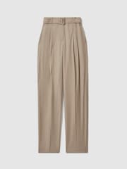Reiss Neutral Matilda Atelier Belted Wide Leg Trousers - Image 2 of 5