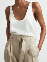Reiss Neutral Matilda Atelier Belted Wide Leg Trousers - Image 3 of 5