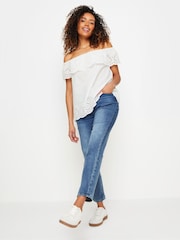 M&Co White Broderie Bardot 100% Cotton Top - Image 4 of 7