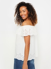 M&Co White Broderie Bardot 100% Cotton Top - Image 5 of 7