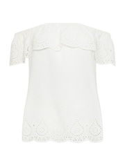 M&Co White Broderie Bardot 100% Cotton Top - Image 7 of 7