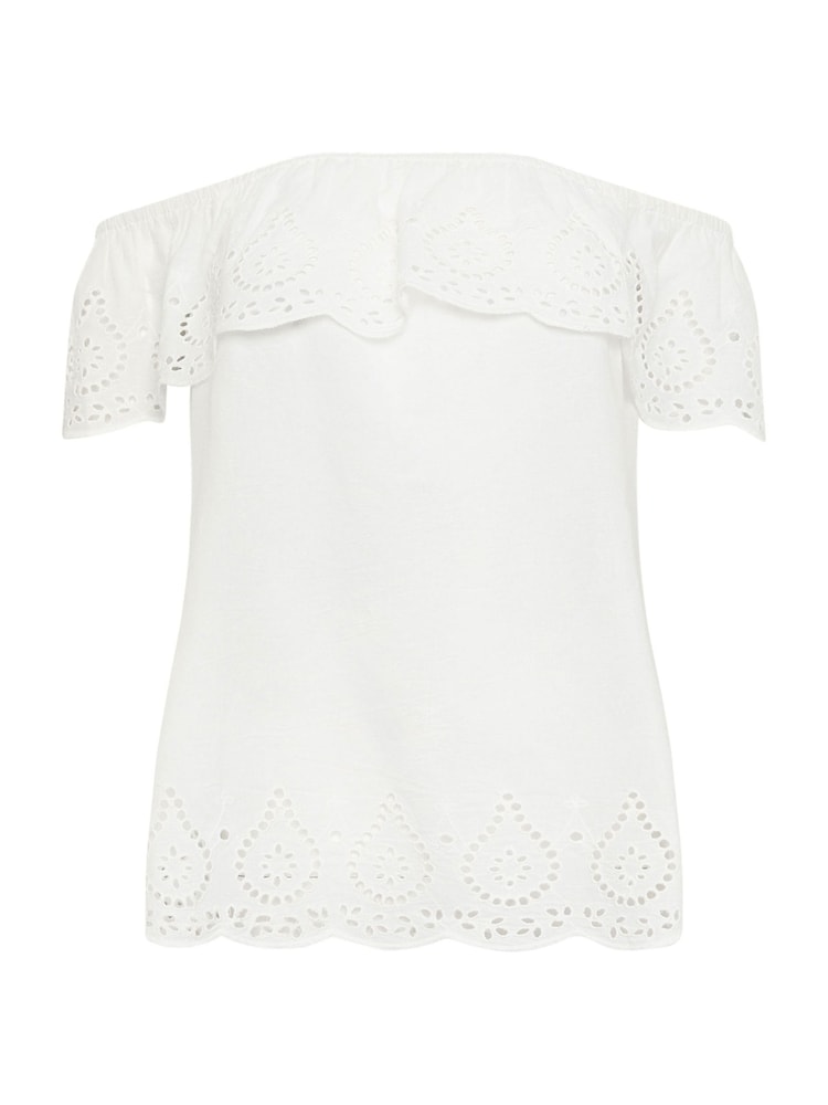 M&Co White Broderie Bardot 100% Cotton Top - Image 7 of 7