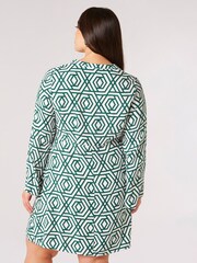 Apricot Green Retro Geo Bell Sleeve Dress - Image 2 of 4
